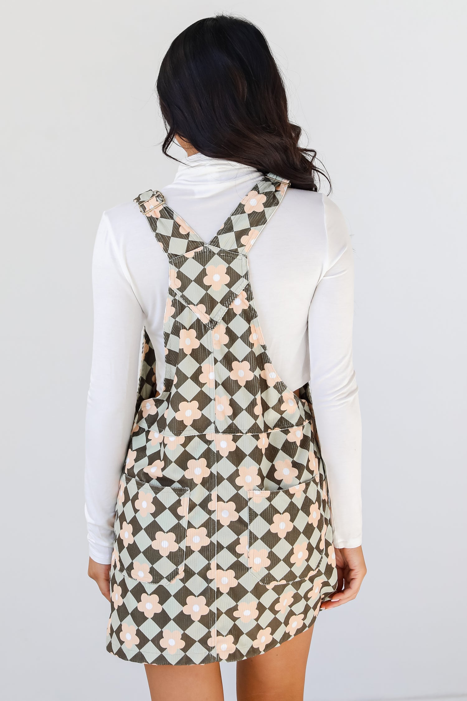 Floral Overall Mini Dress back view