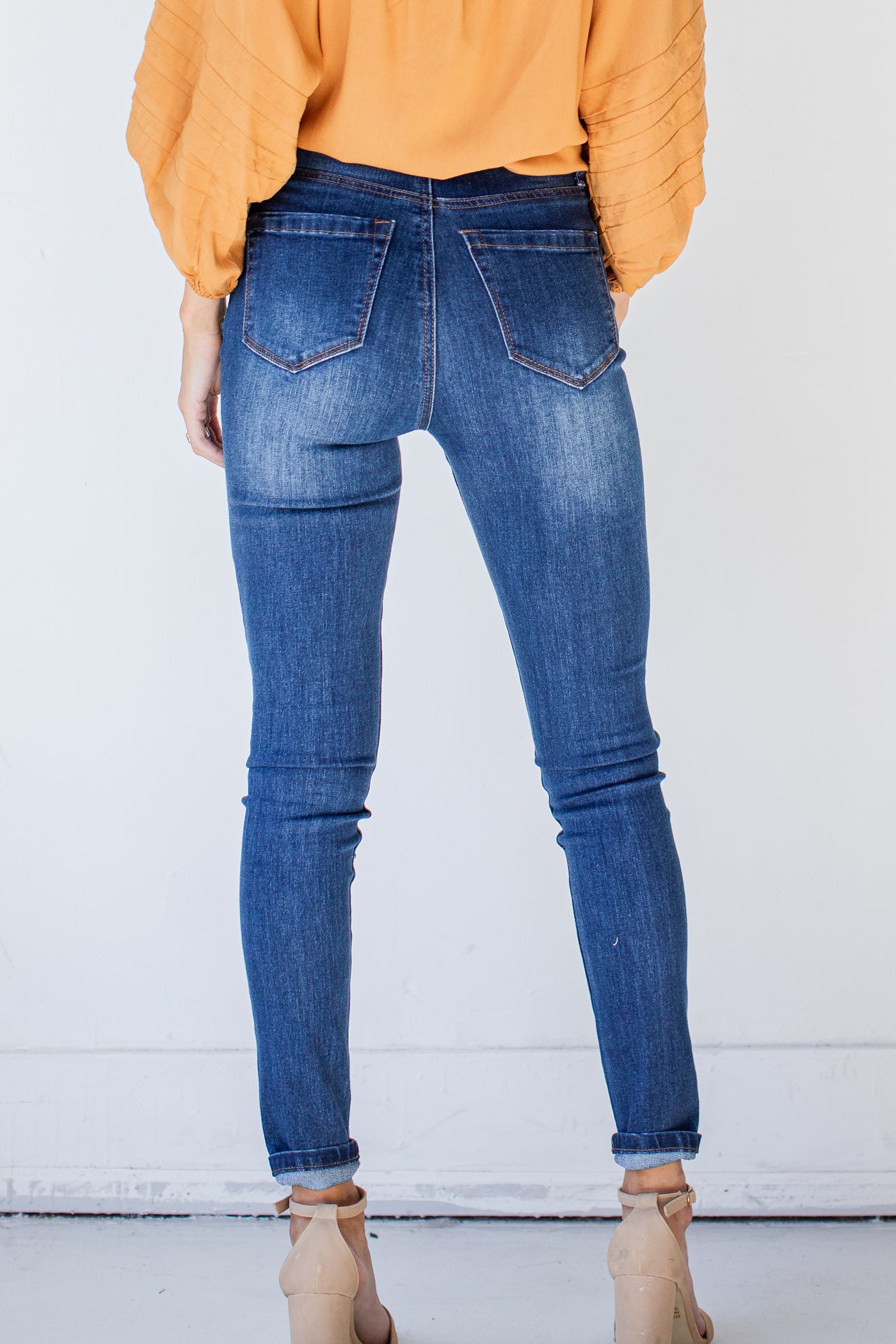 High-Rise Skinny Jeans back view