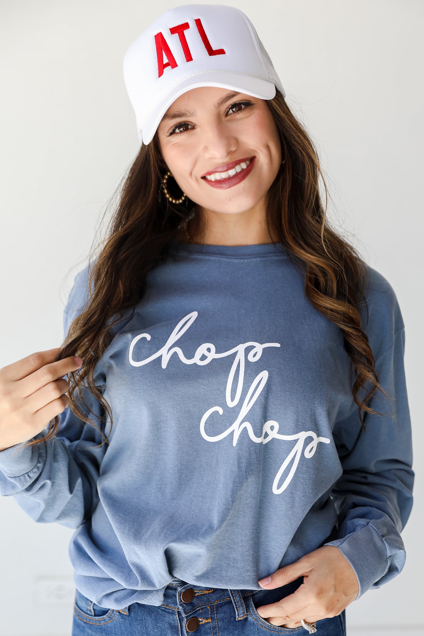 navy Chop Chop Long Sleeve Tee front view
