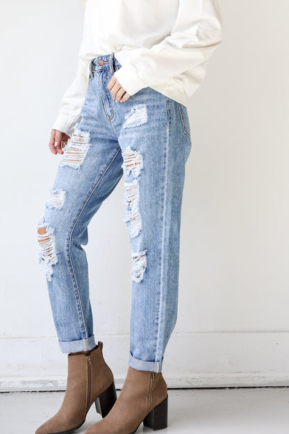 Distressed Boyfriend Jeans side view