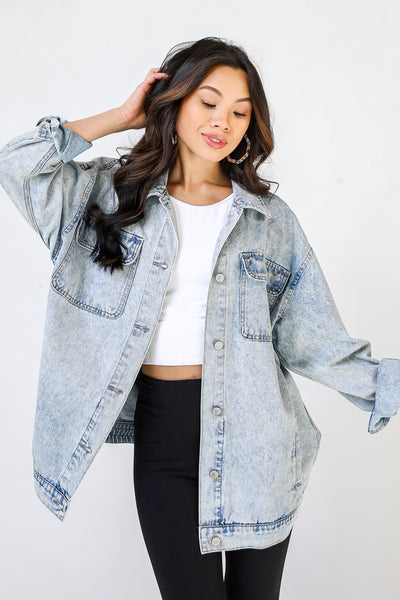 Oversized Denim Jacket in blue front view