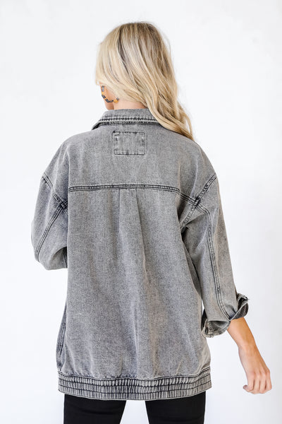 Oversized Denim Jacket in charcoal back view