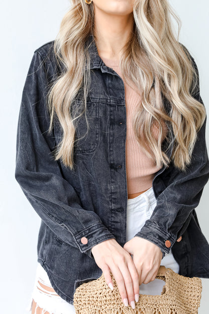 Denim Jacket in black close up