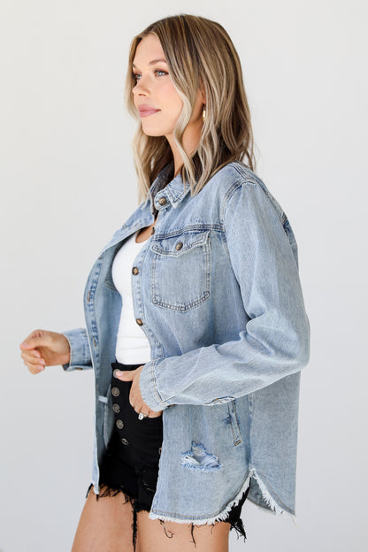 Distressed Denim Jacket side view