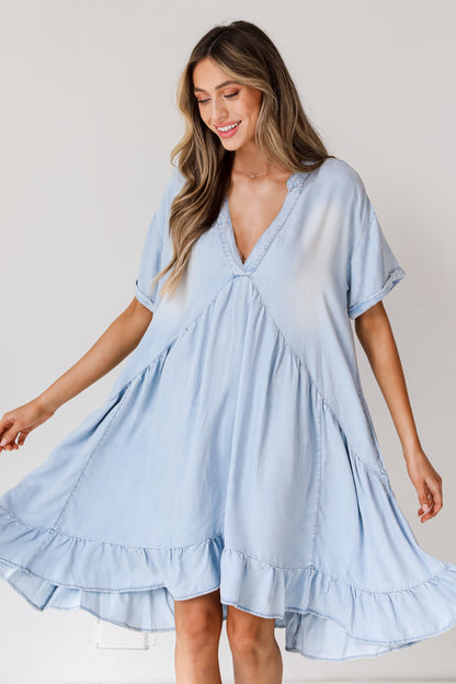 Denim Babydoll Mini Dress