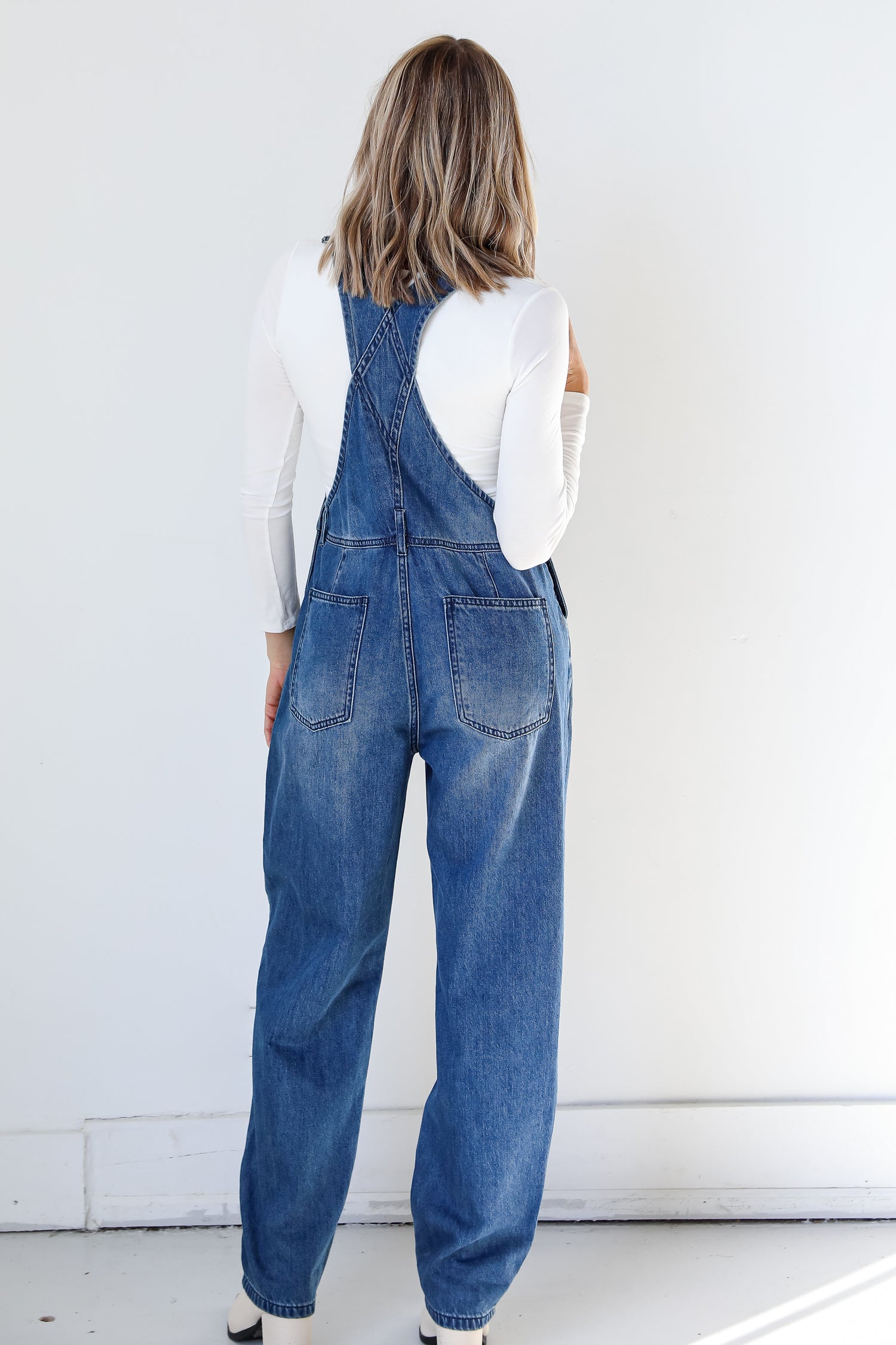 Denim Overalls back view