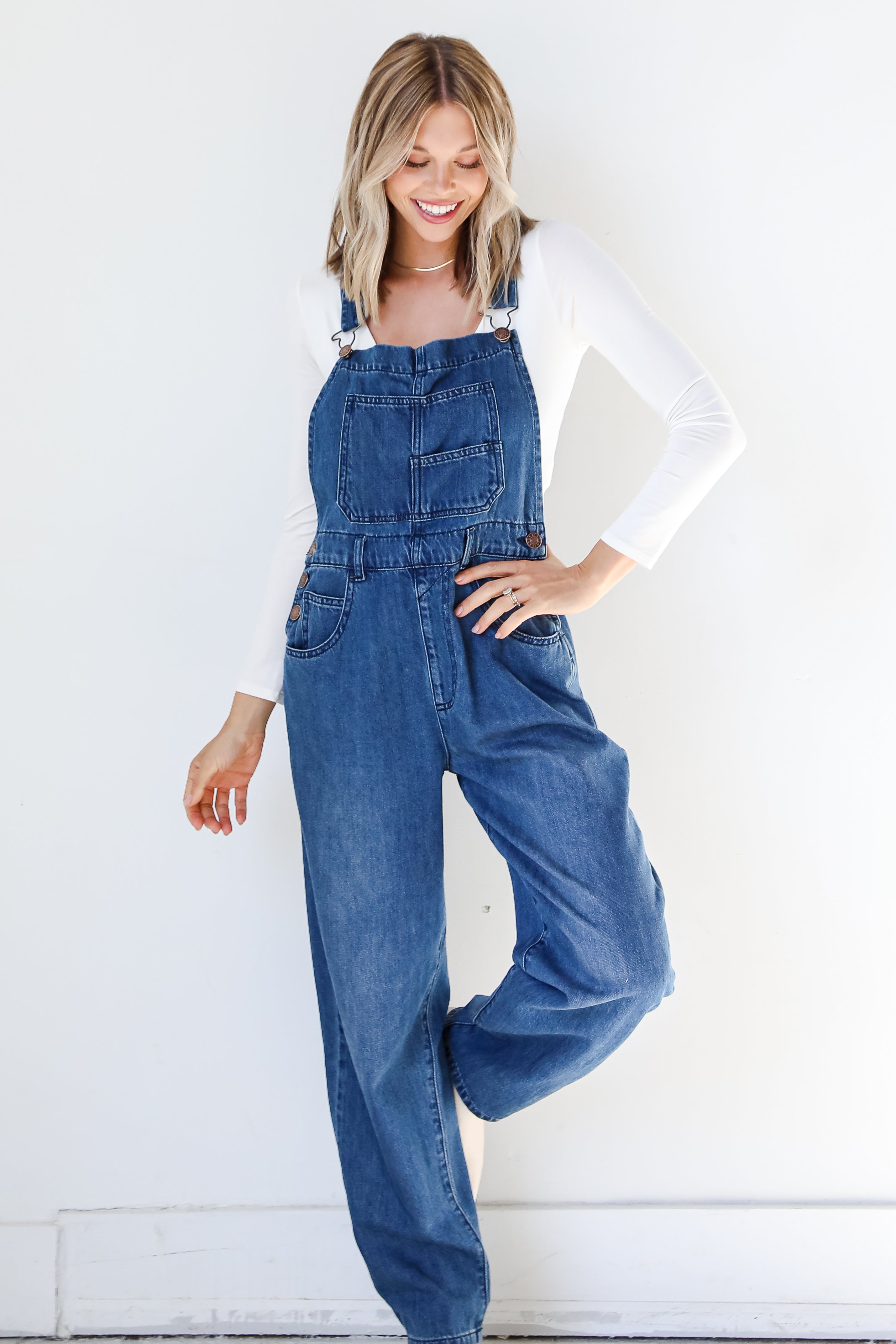 Denim Overalls on model