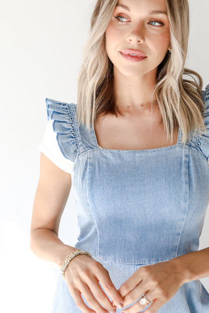 light wash denim jumpsuit