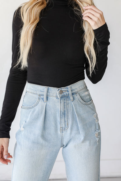 High-Rise Straight Leg Jeans close up