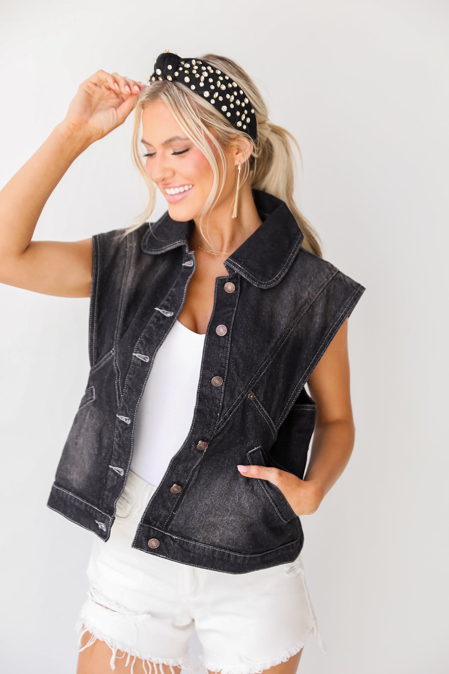 black Denim Vest