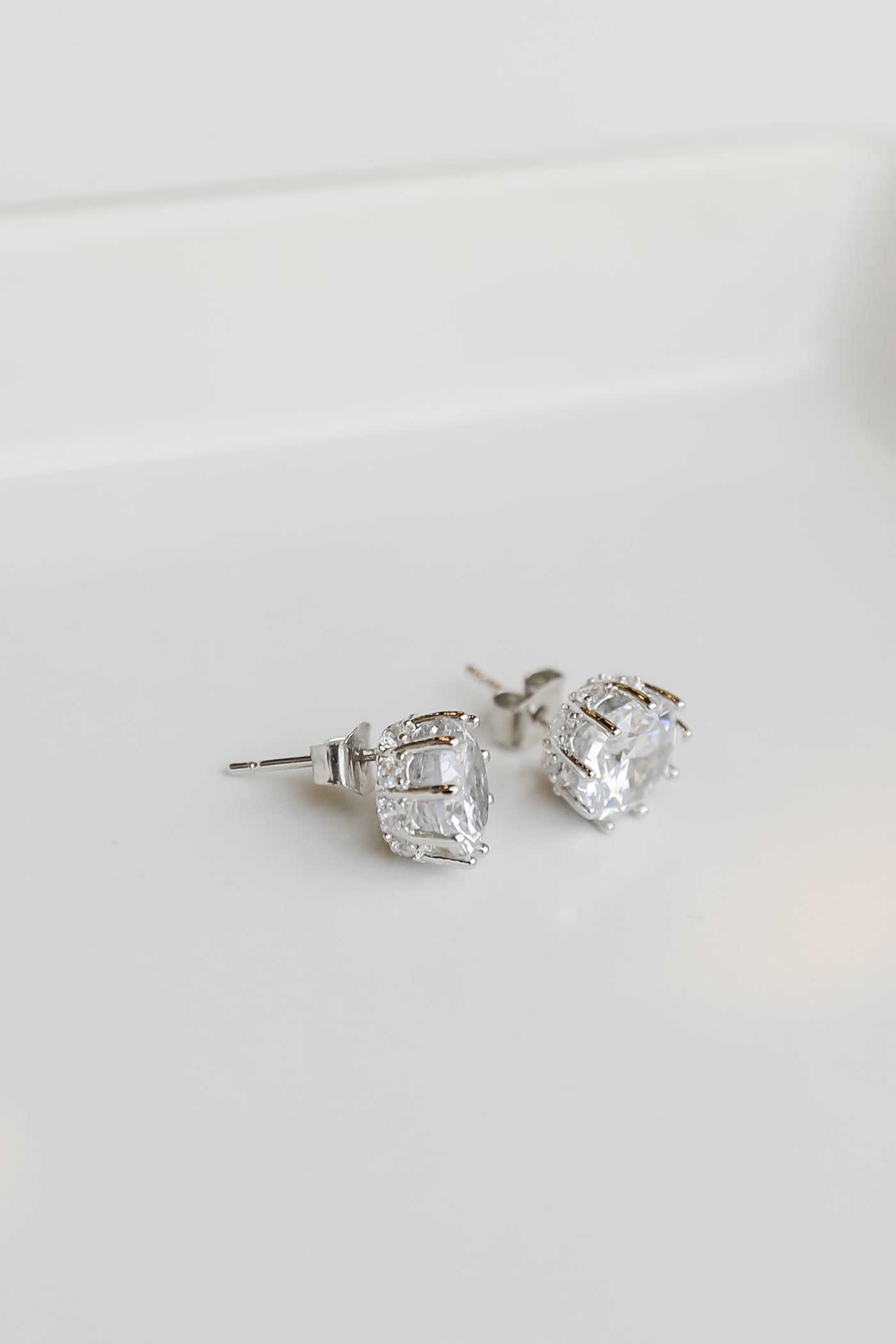 Rhinestone Stud Earrings in silver