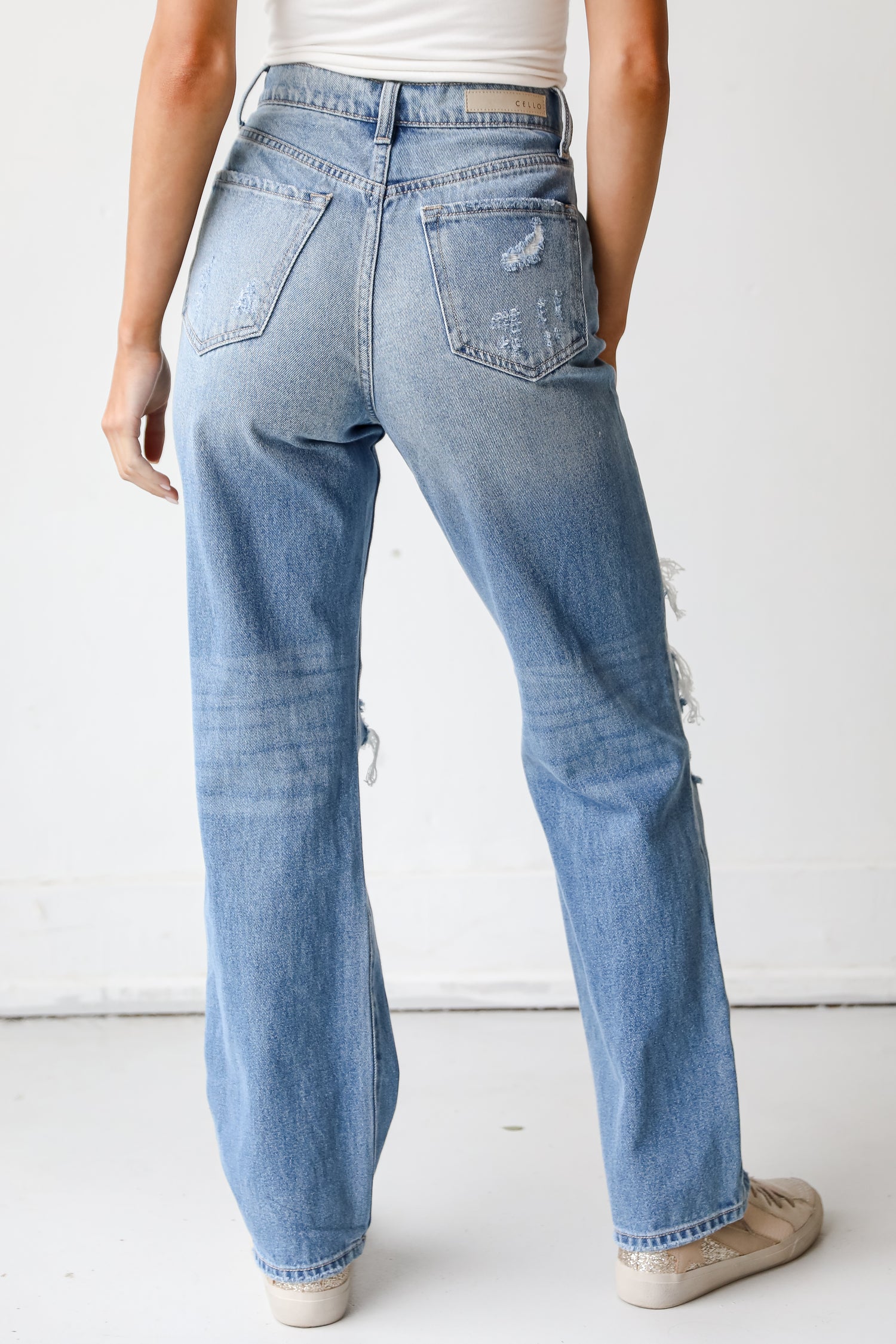 High Waisted Dad Jeans back view