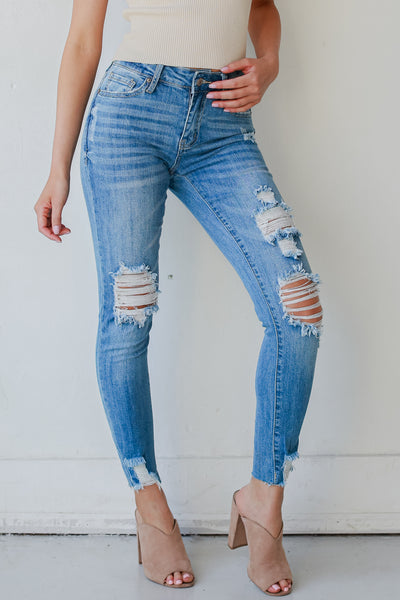 Distressed Skinny Jeans on model