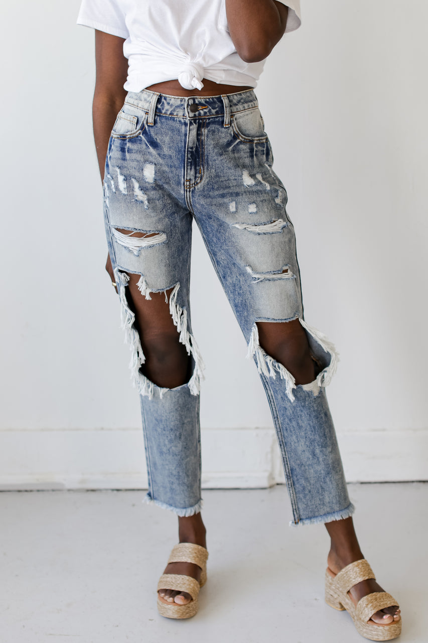 Emmy High Waist Distressed Boyfriend Jeans