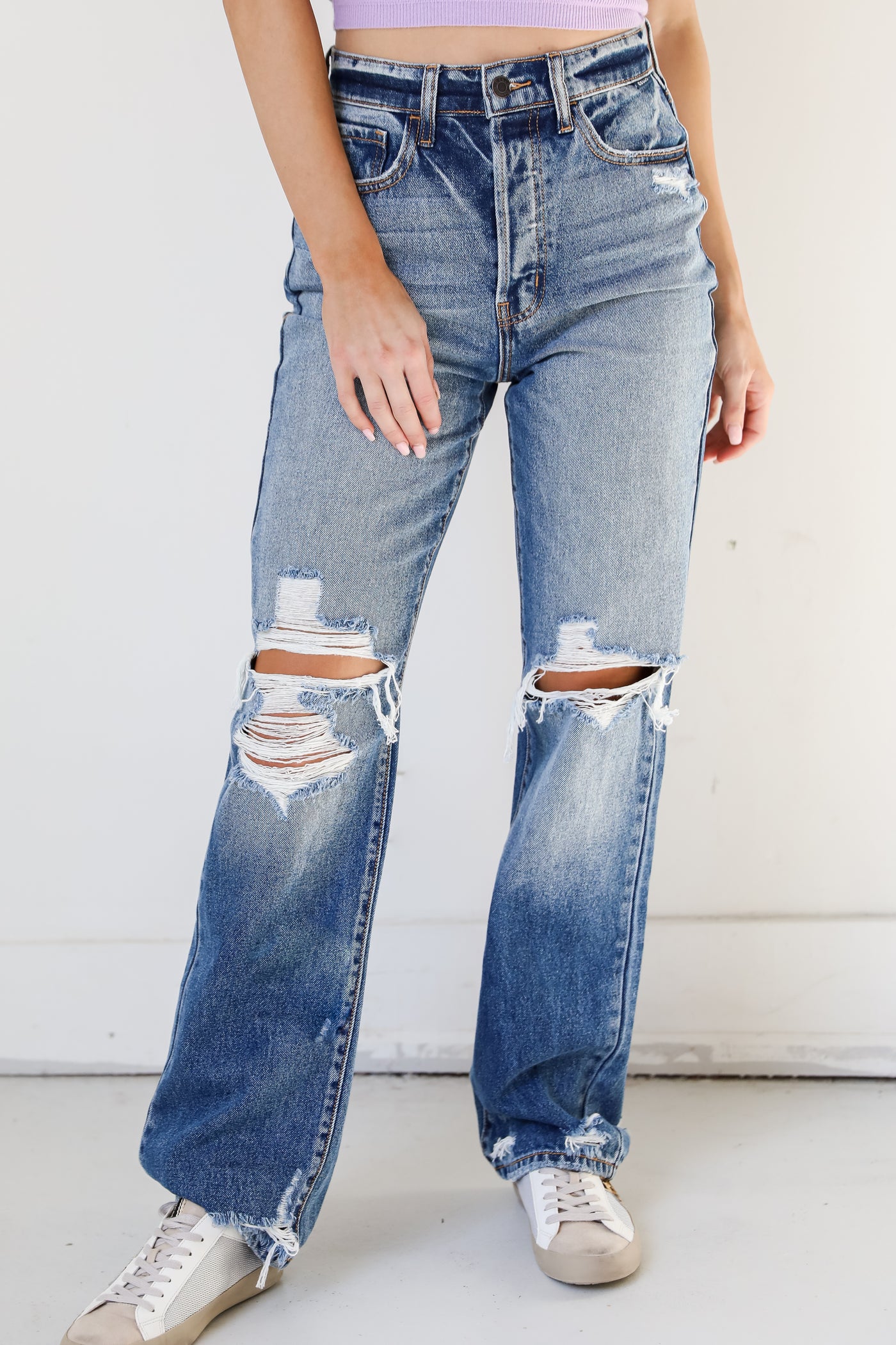 Distressed Dad Jeans