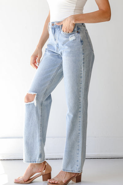 Distressed Straight Leg Jeans side view