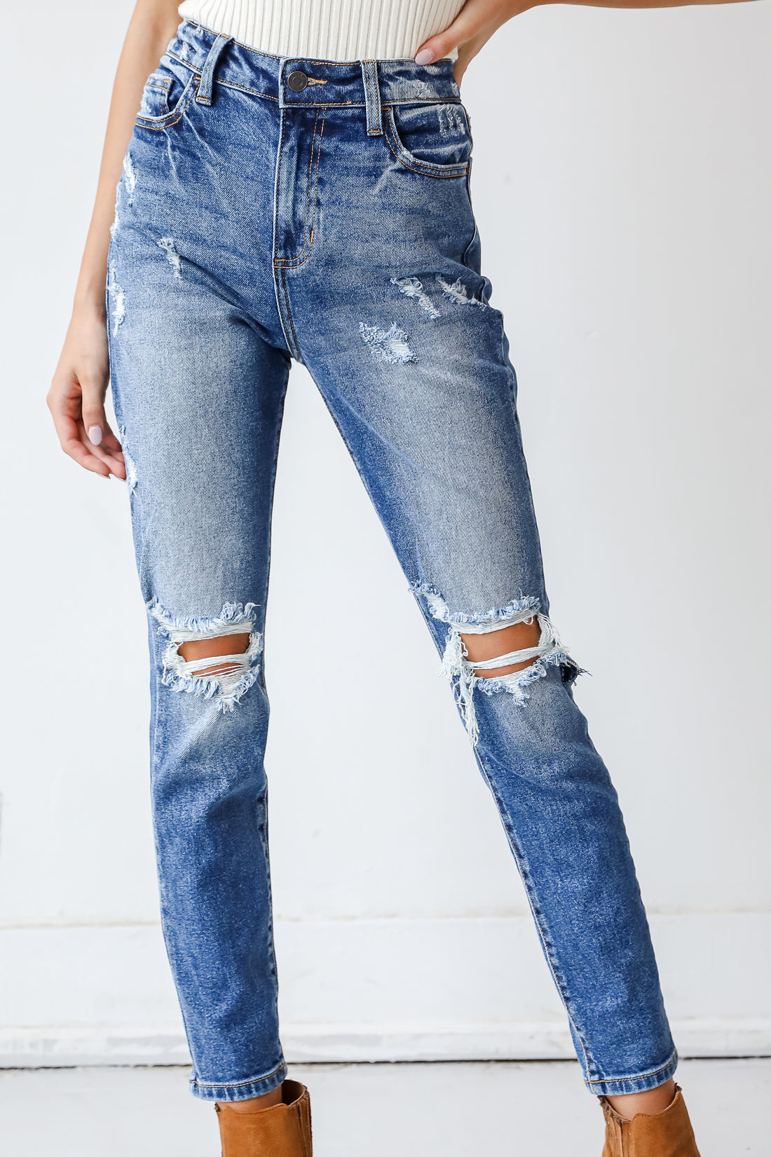 Caroline Distressed Mom Jeans