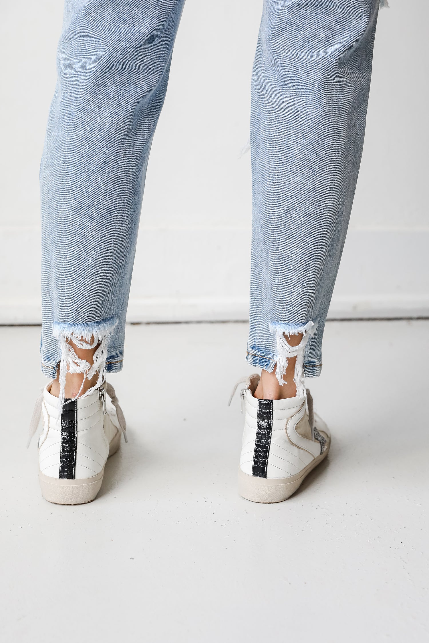 Distressed Mom Jeans close up