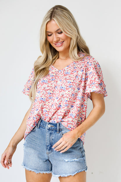 Distressed Denim Shorts on model