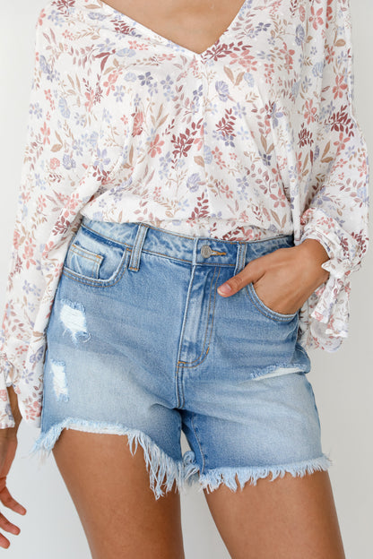 Distressed Denim Shorts