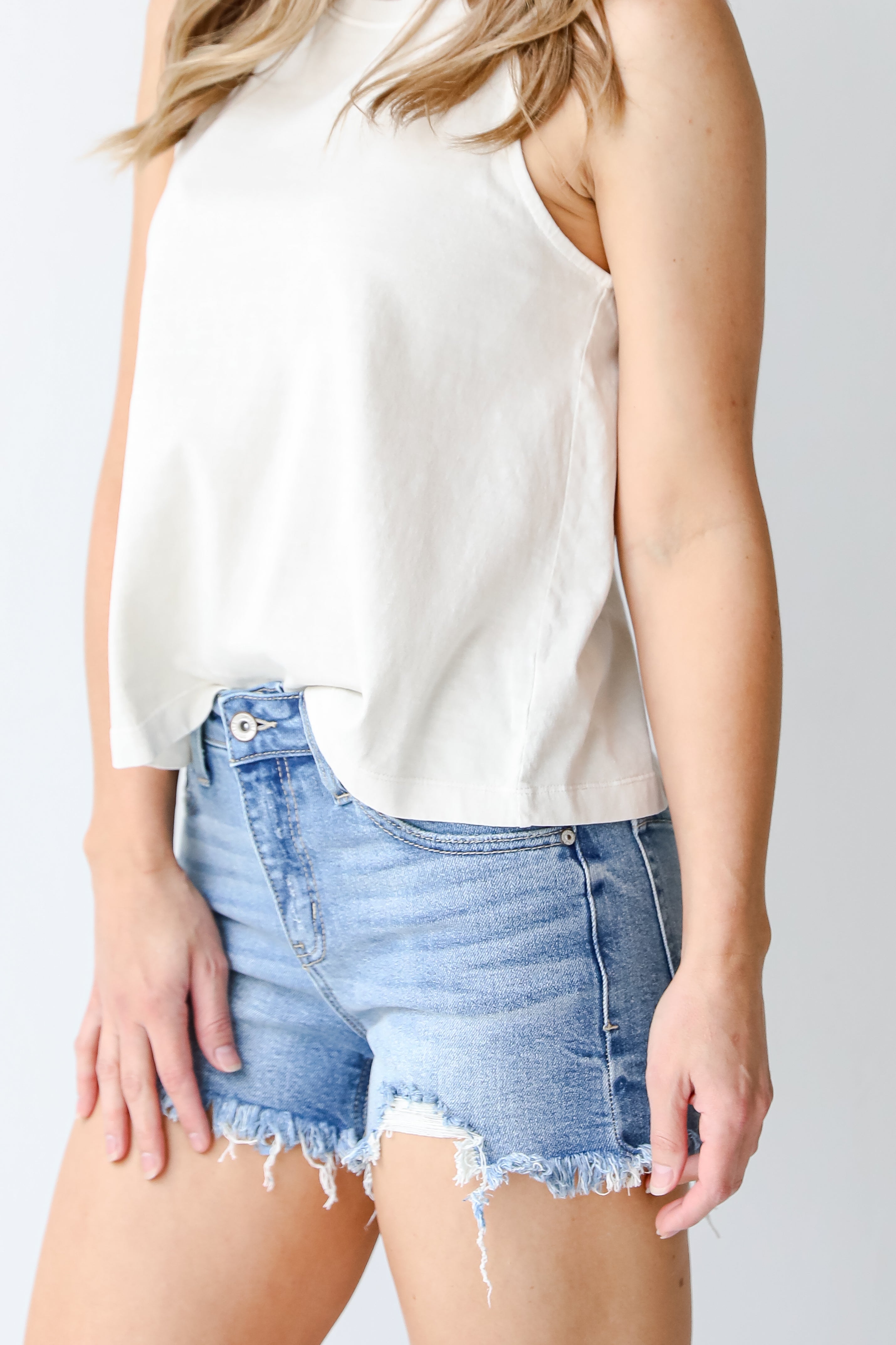 Distressed Denim Shorts side view