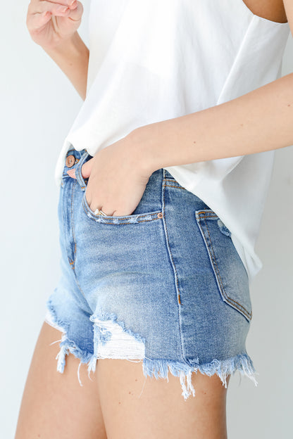 All Good Vibes Distressed Denim Shorts