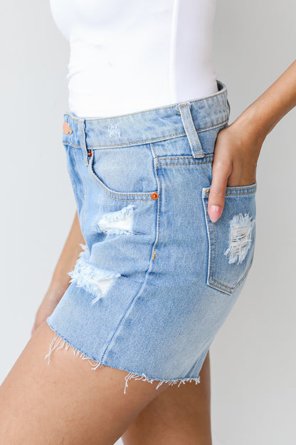 Distressed Denim Shorts side view