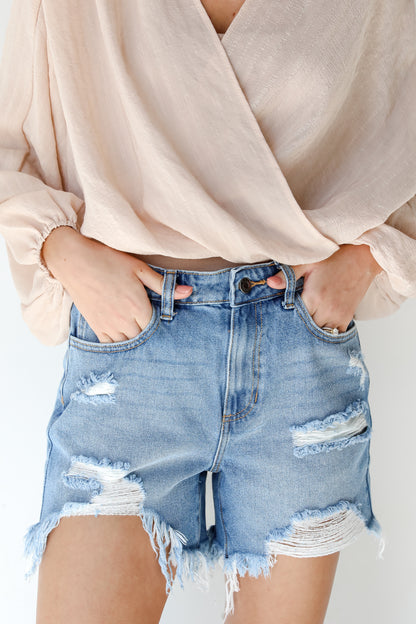 Distressed Denim Shorts