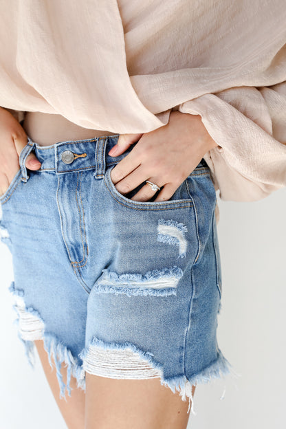 Distressed Denim Shorts side view