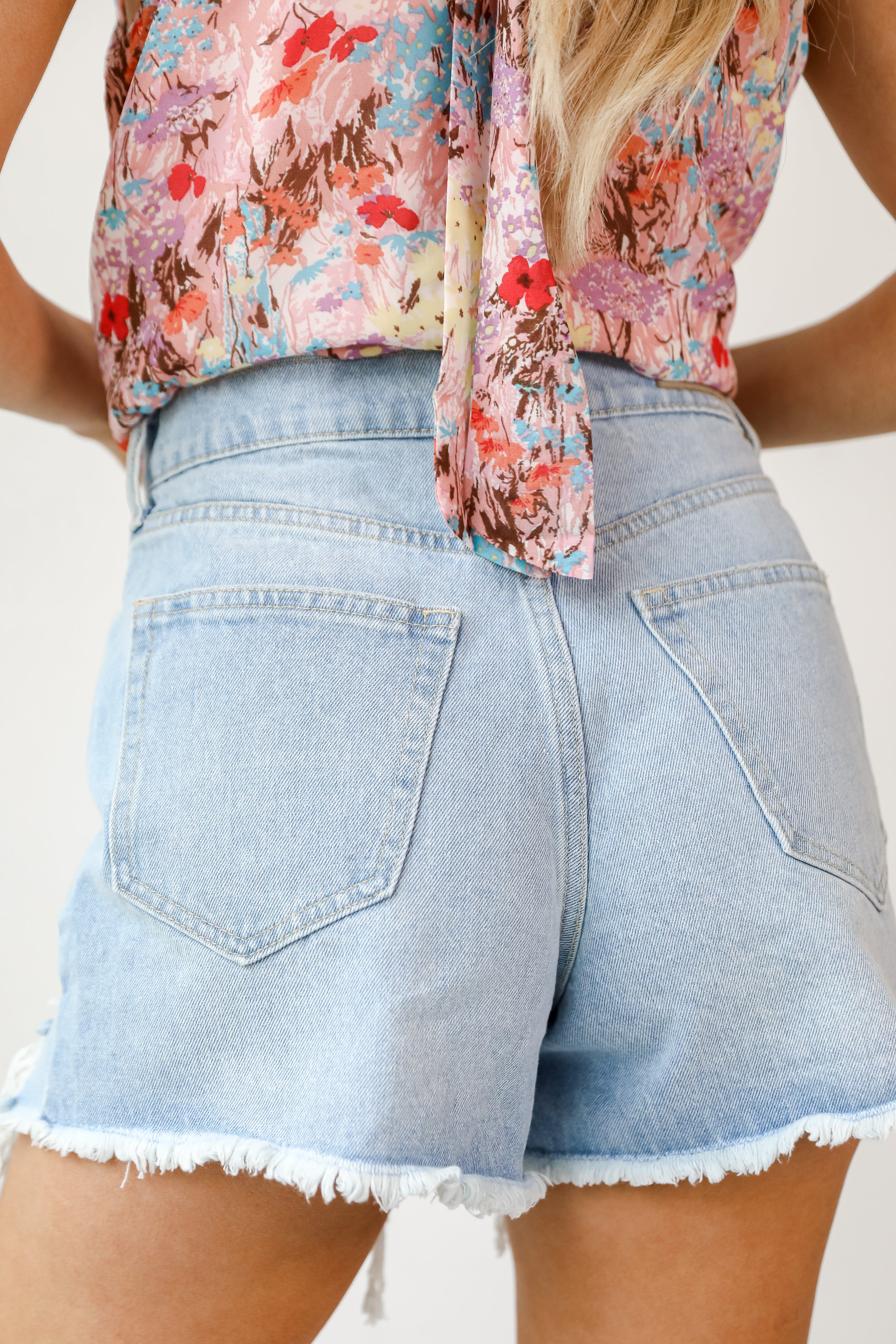 Distressed Denim Shorts back view