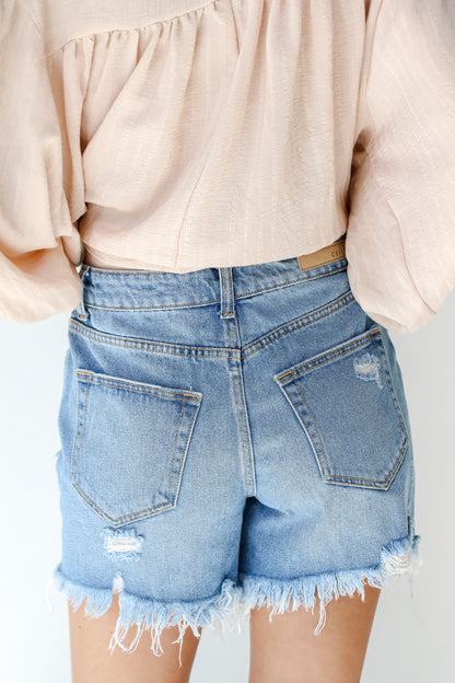 Distressed Denim Shorts back view