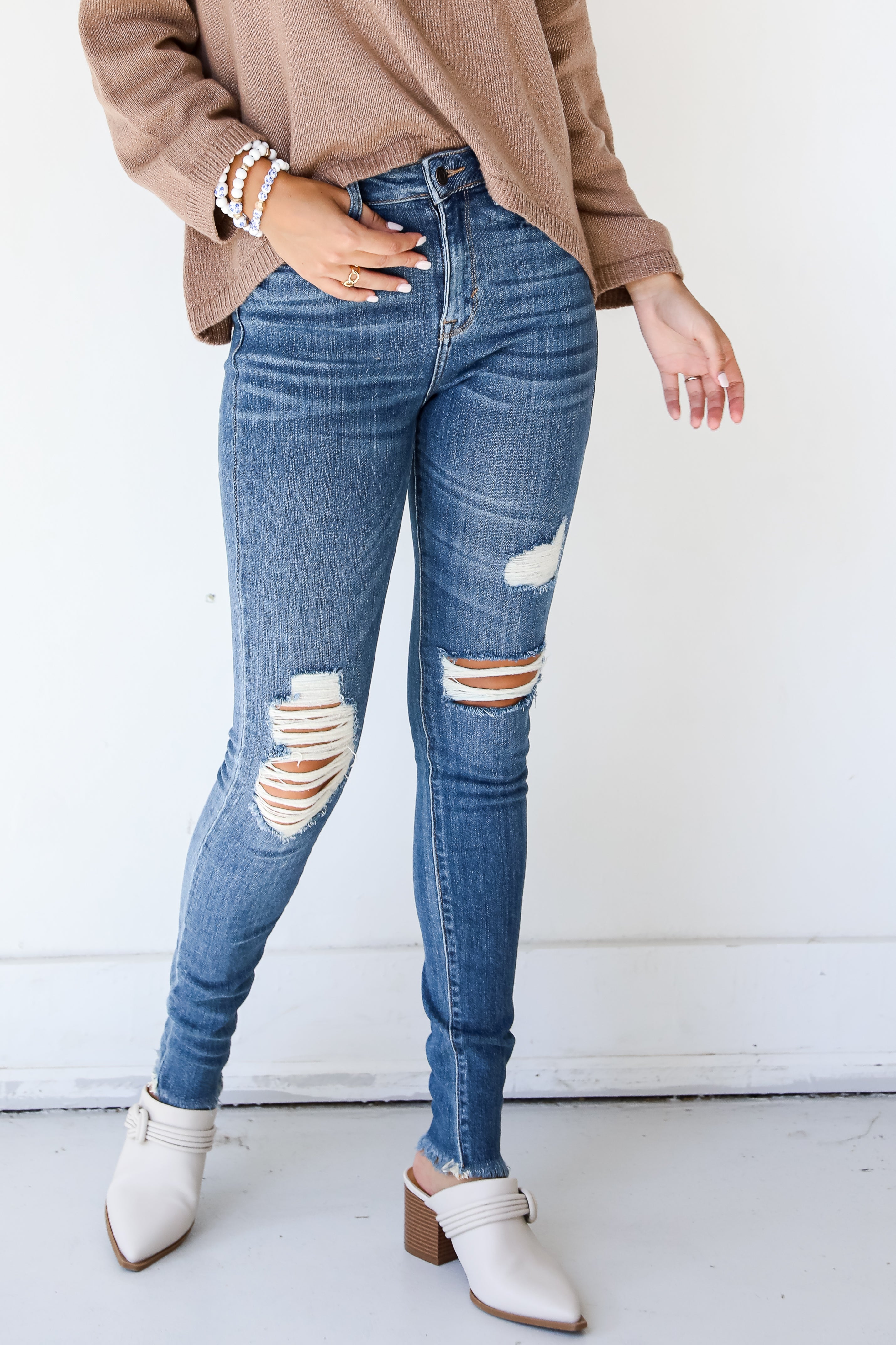 Distressed Skinny Jeans close up