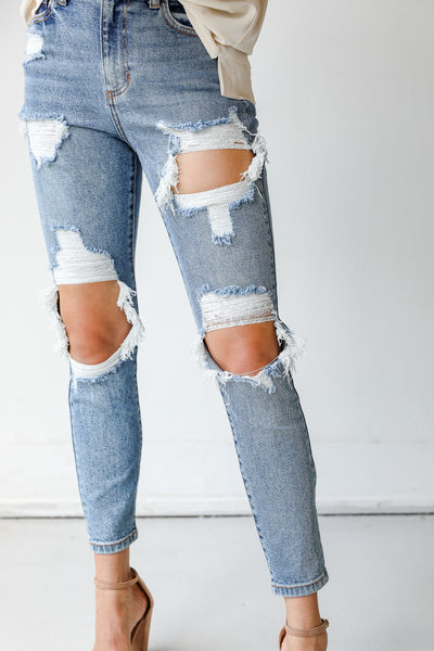 Distressed Mom Jeans front view