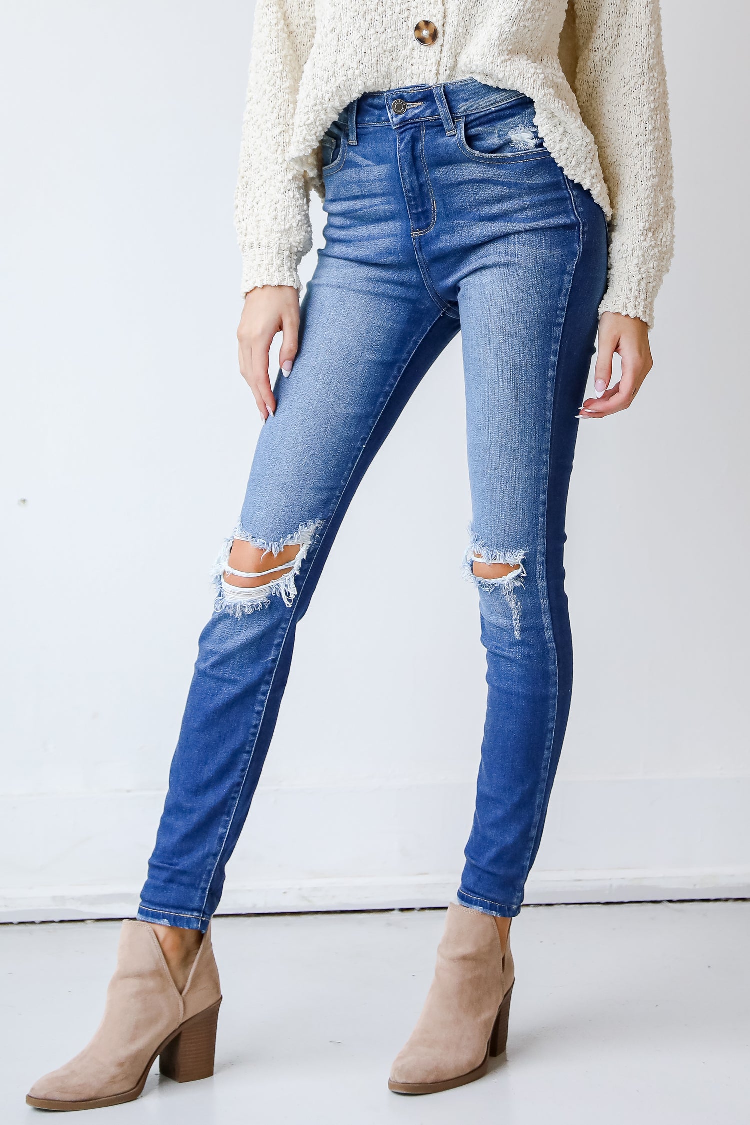 Distressed Skinny Jeans on model