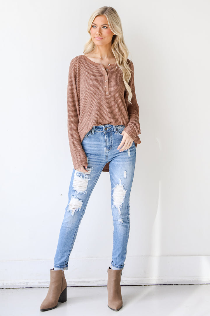 Distressed High-Rise Skinny Jeans from dress up