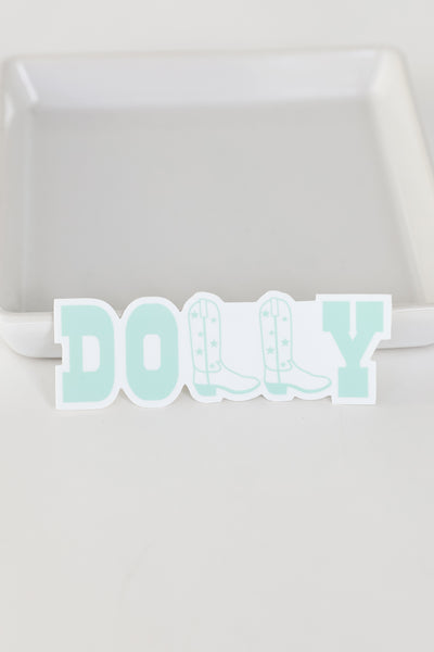 Dolly Boots Sticker in mint flat lay