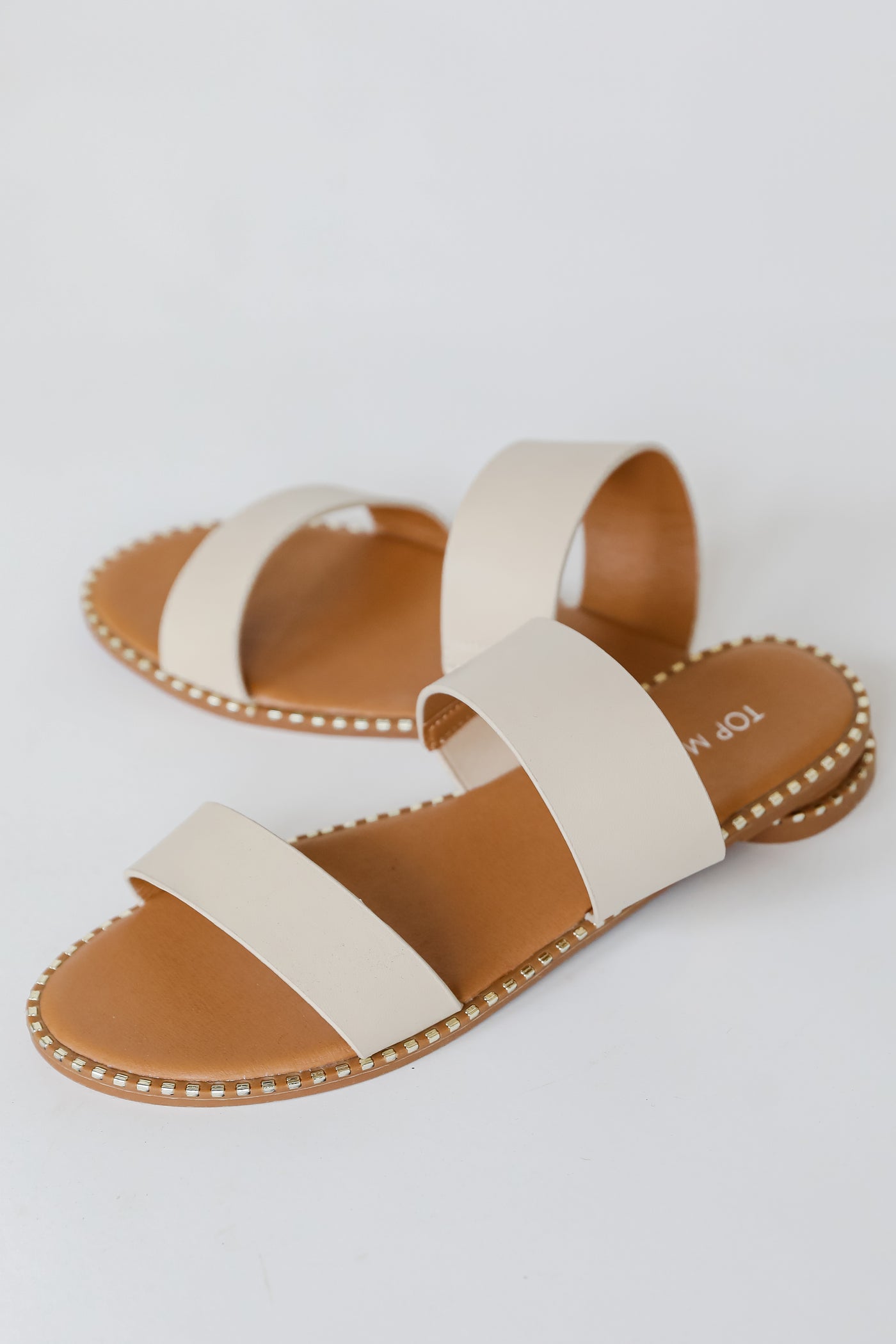 Double Strap Sandals in ivory close up