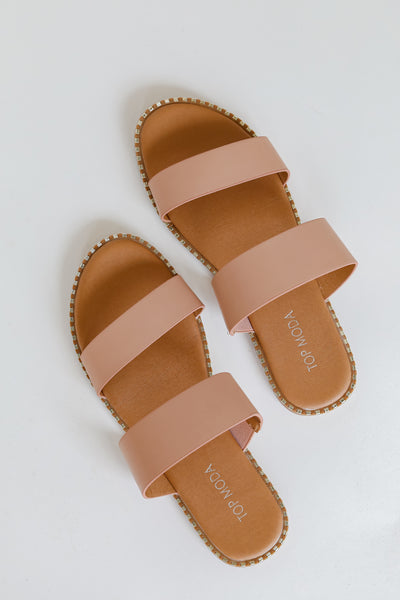 Double Strap Sandals in nude flat lay
