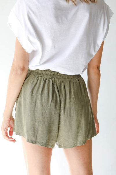 Linen Shorts in oatmeal back view