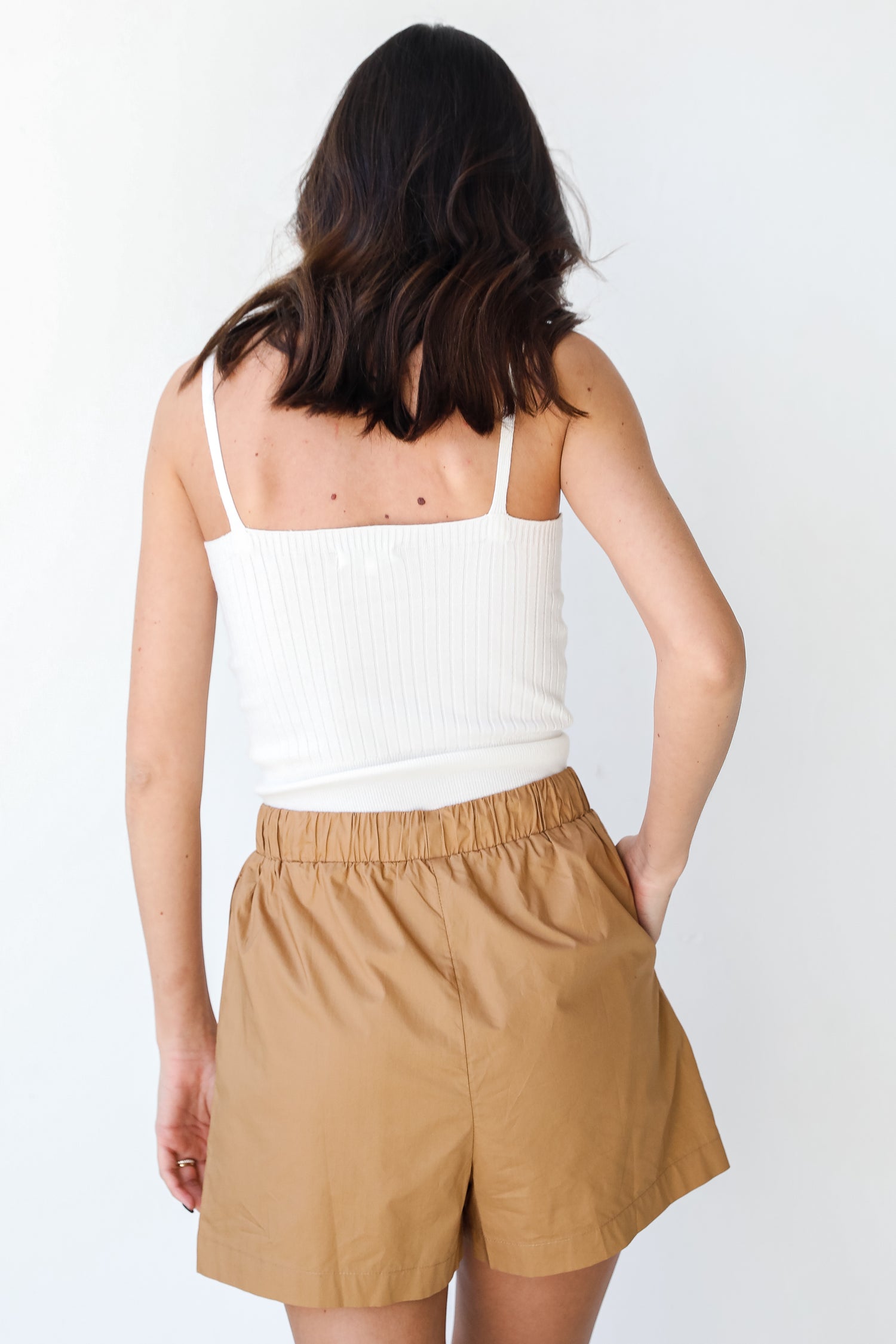 Shorts in camel back view
