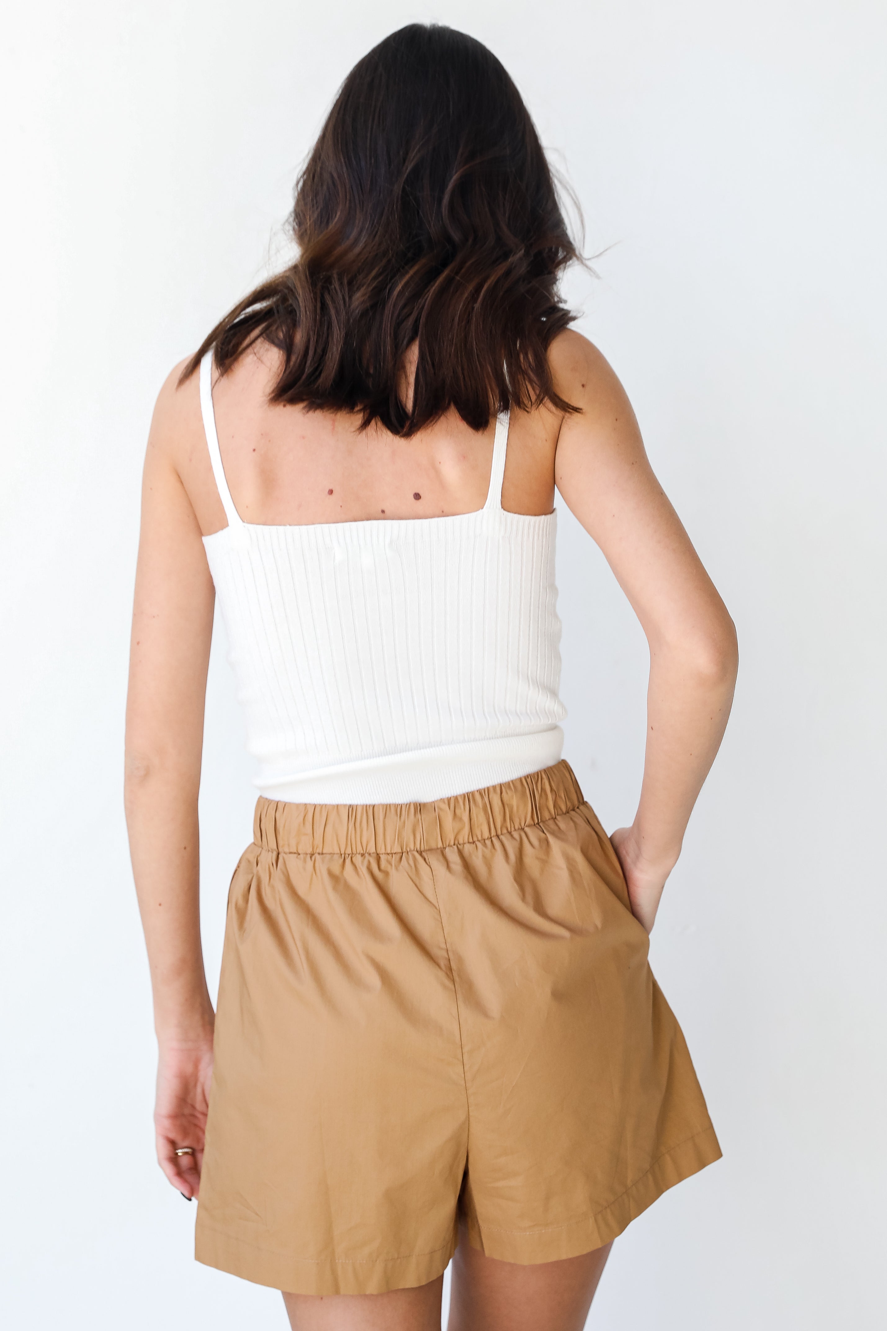 Shorts in camel back view