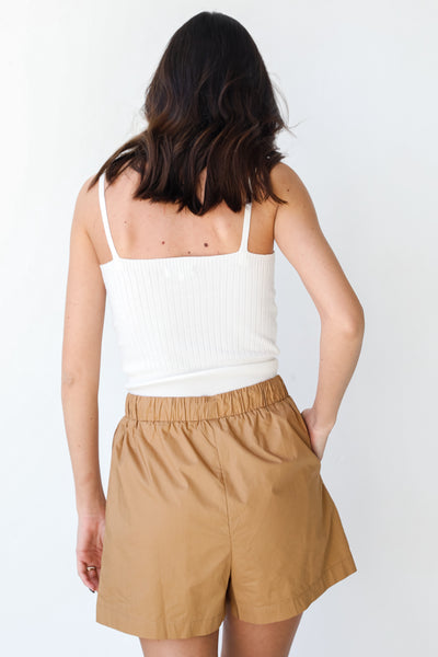 Shorts in camel back view