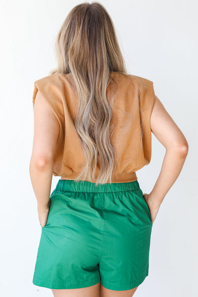 Shorts in green back view