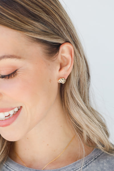 Gold Hammered Stud Earrings