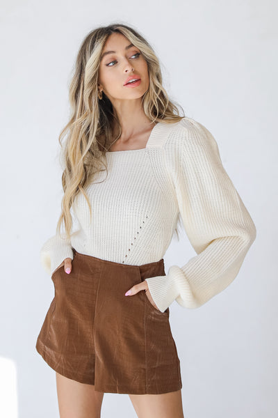 Faux Leather Shorts in camel