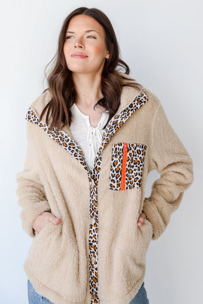 Leopard Fuzzy Knit Jacket