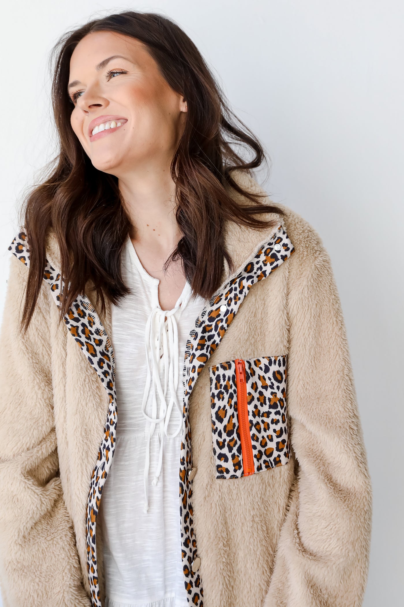 Leopard Fuzzy Knit Jacket close up