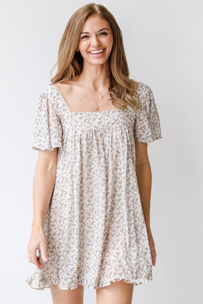 Floral Mini Dress in ivory