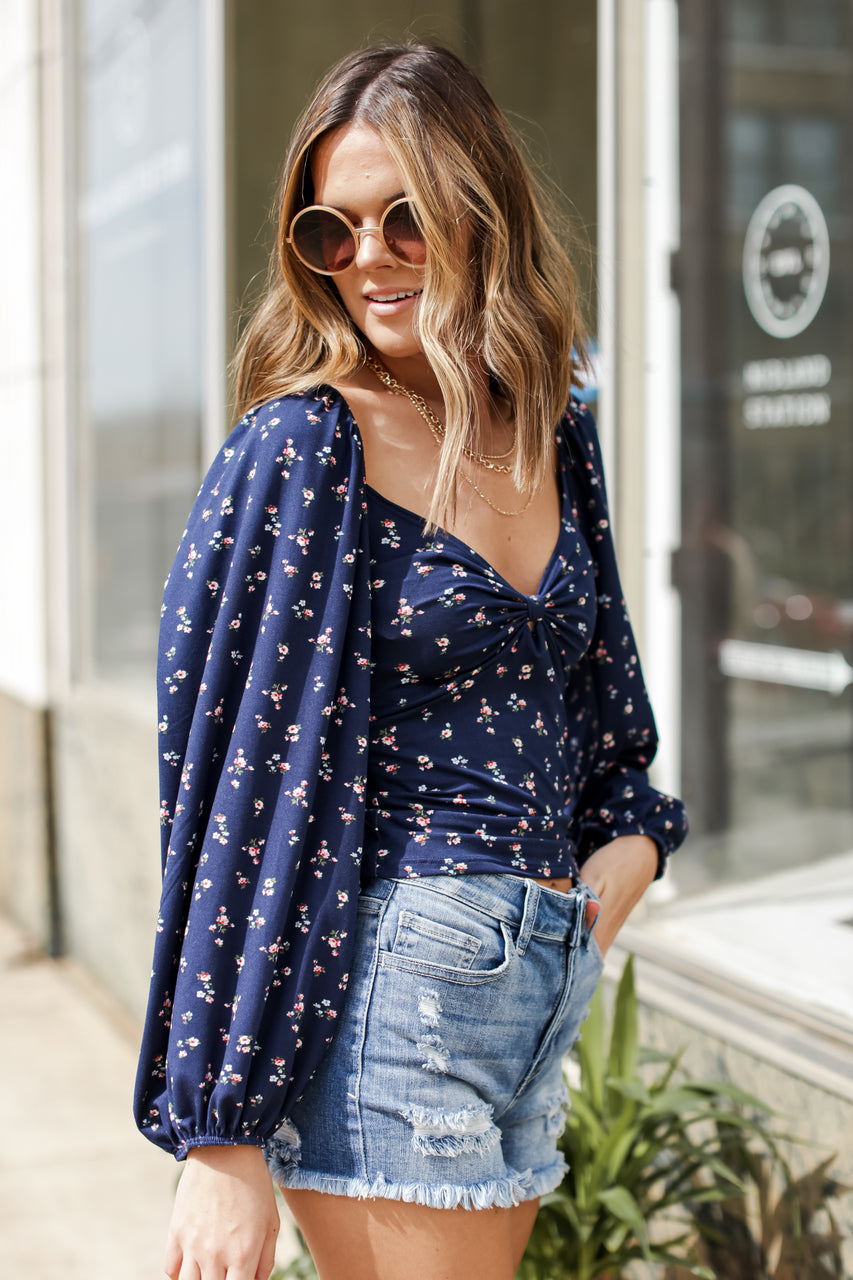 Gracie Floral Balloon Sleeve Top