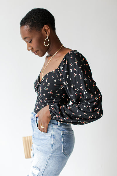 Gracie Floral Balloon Sleeve Top